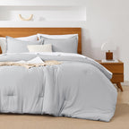 Andency Light Grey Comforter King Size - 7 Pieces Gray Bed In A Bag King Bedding Comforter Sets, Summer Plain Soft Lightweight Comforter With Fitted Sheets, Flat Sheets, Pillowcases & Shams