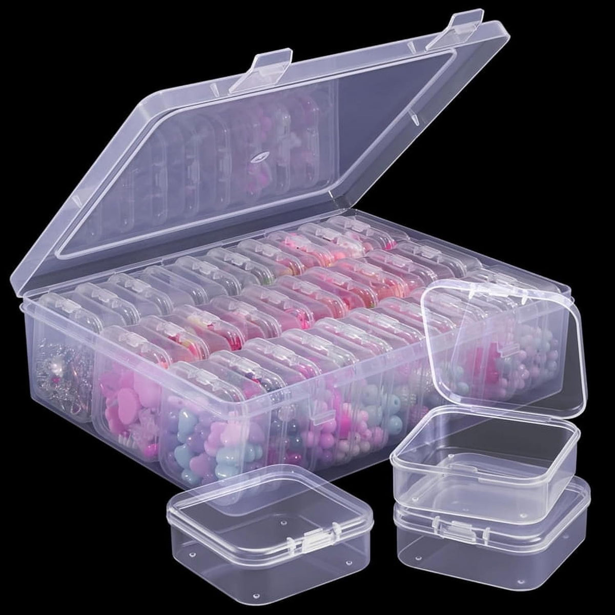 Ticrox Transparent Jewellery & Accessories Storage Box | 30 Box MultiCompartment Organizer with Removable Grids | Plastic Organ