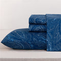 Meishang King Sheet Set Paisley Printed Sheets Ultra Soft 100% Microfiber - 16 Inch Deep Pocket Comfortable Blue Pattern Printed
