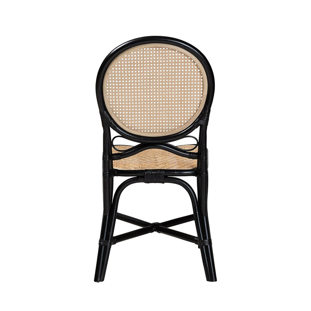 Baxton Studio Ayana Mid-Century Rattan Dining Chair, Natural Brown/Black (231-13231-HiT)