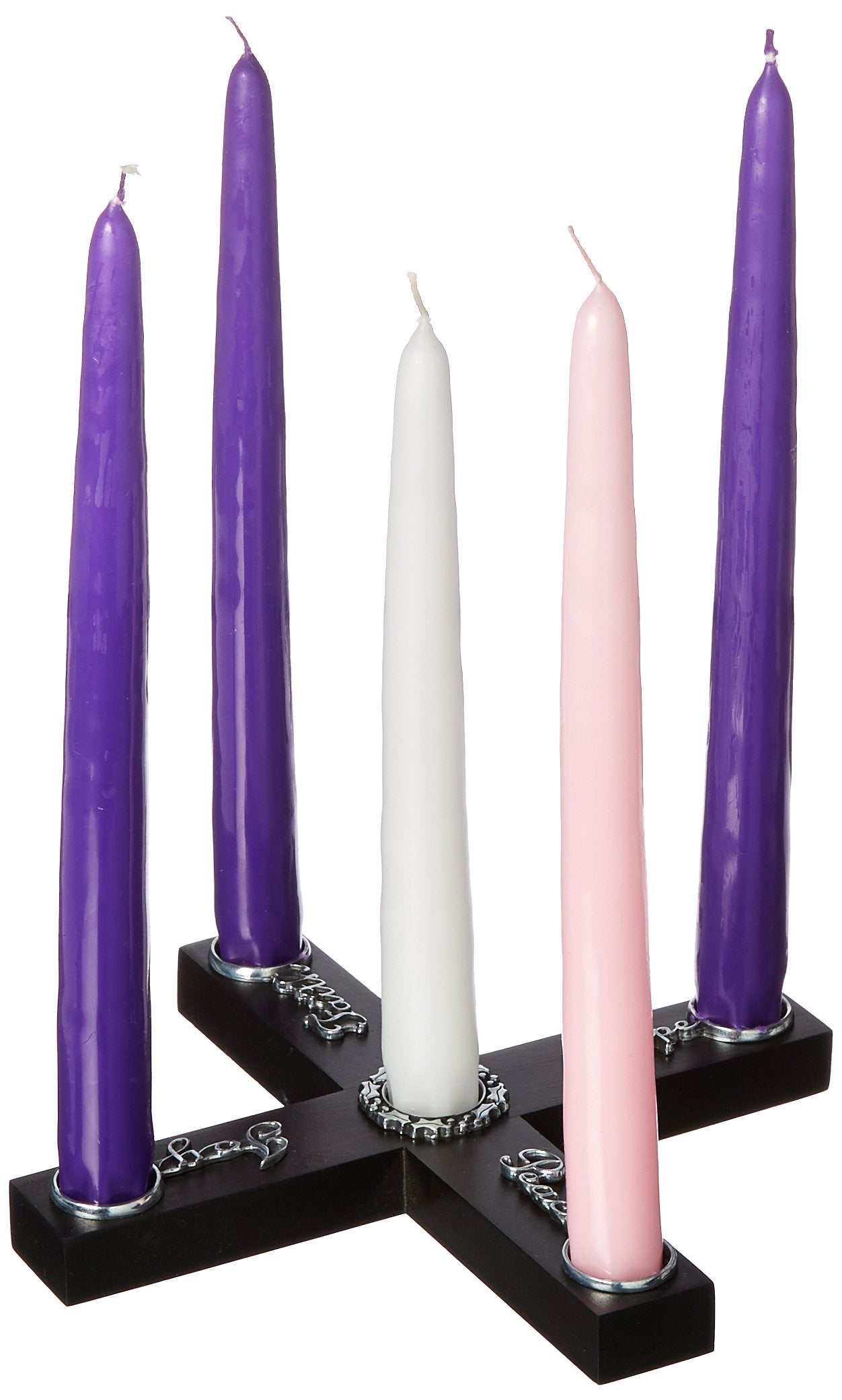 Cathedral Art Joy Faith Hope Peace (Abbey & CA Gift) Wood Cross Advent Candleholder Wreath