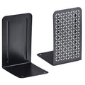 Acrimet Metal Bookends Design Series (Heavy Duty) (Black Bookend With Silver Design) (1 Pair Pack)