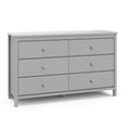 Storkcraft Alpine 6 Drawer Double Dresser (Pebble Gray) - GREENGUARD Gold Certified, Dresser For Nursery, 6 Drawer Dresser, Kids