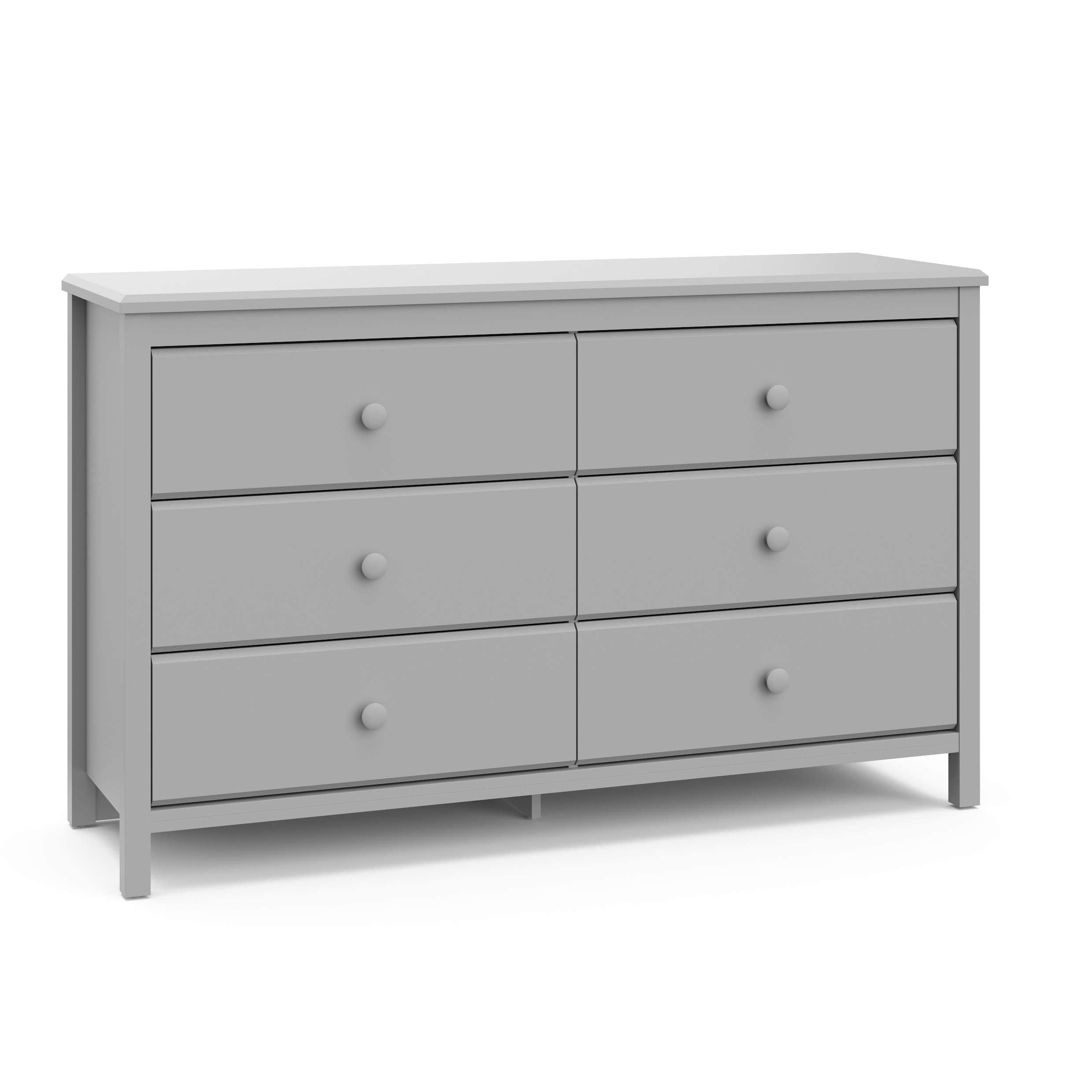 Storkcraft Alpine 6 Drawer Double Dresser (Pebble Gray) - GREENGUARD Gold Certified, Dresser For Nursery, 6 Drawer Dresser, Kids
