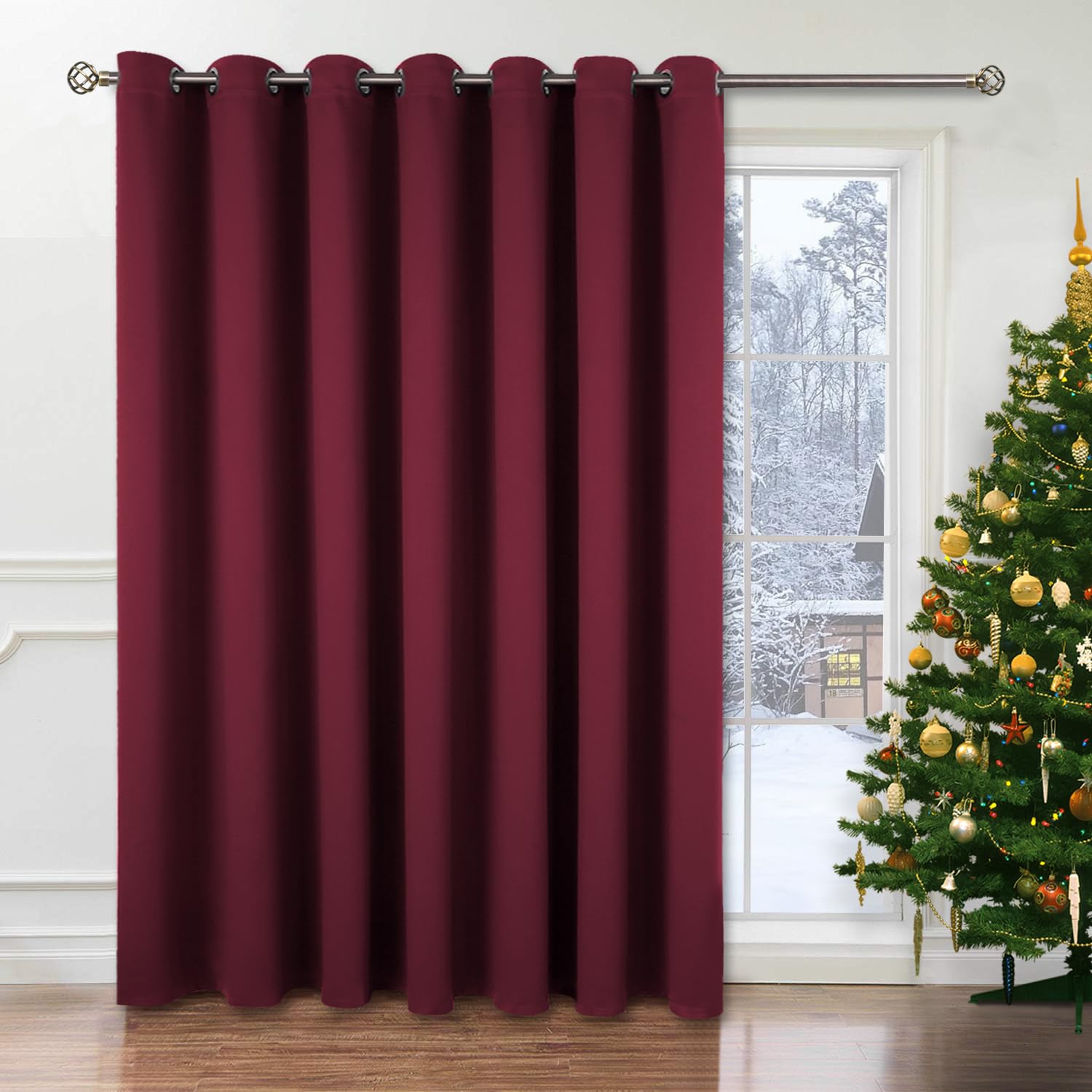 Bgment Room Darkening Curtain For Sliding Glass Door, Extra Long Blackout Room Divider Curtain For Living Room 120 Inch Length, Doorways Privacy Window Curtain & Drape, Burgundy, 1 Panel, 100 Wide