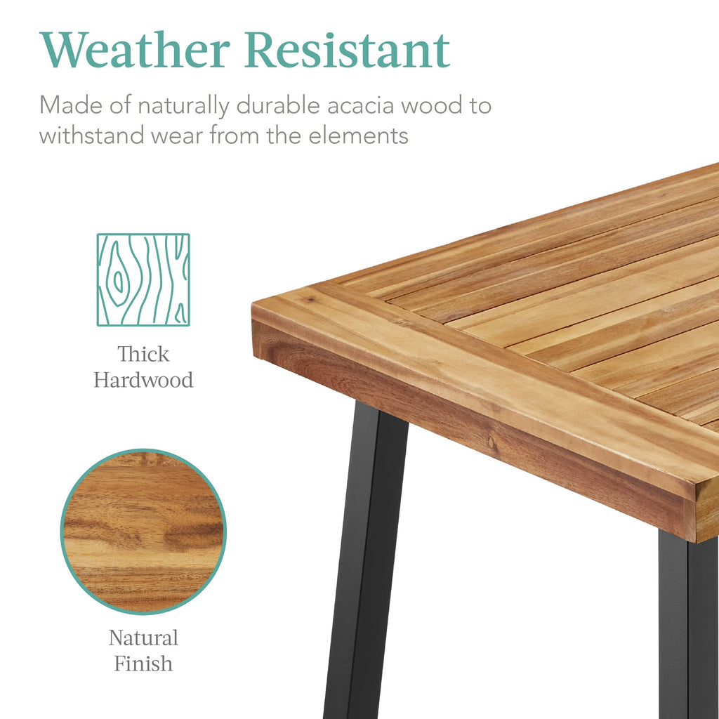 Best Choice Products 6-Person Indoor Outdoor Acacia Wood Dining Table, Picnic Table W/Powder-Coated Steel, 350 Pound Capacity Legs - Natural