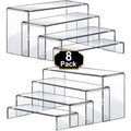 Aheroi Large Acrylic Risers, 8 Pcs 2 Set Acrylic Display Set Rectangular Stands Shelf Clear Display Risers for Decor, Cake and F