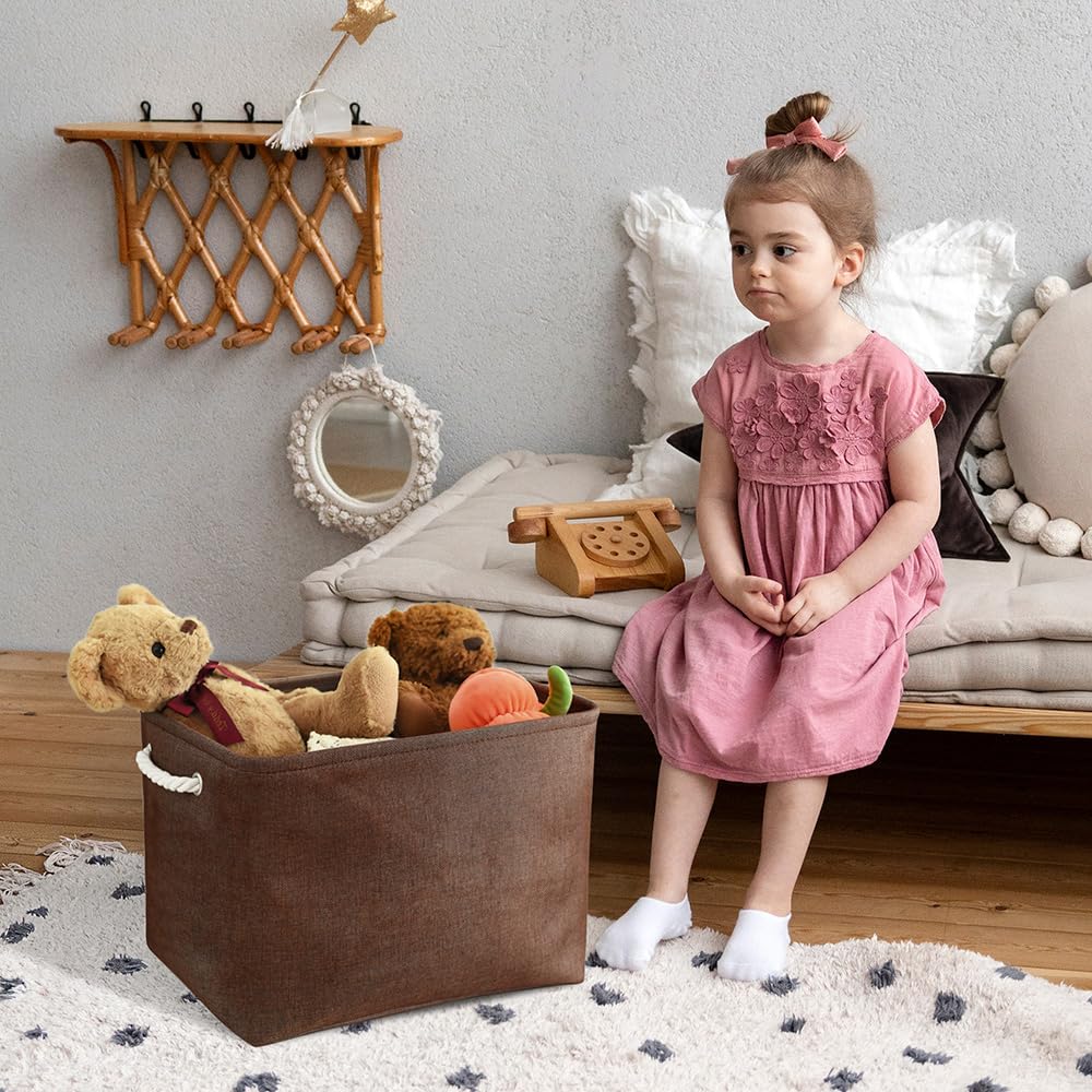 Thewarmhome Organization And Storage Basket For Shelves - 3 Pack 16X12X12 Inch Fabric Storage Cubes, Cube Storage Bin For Organi