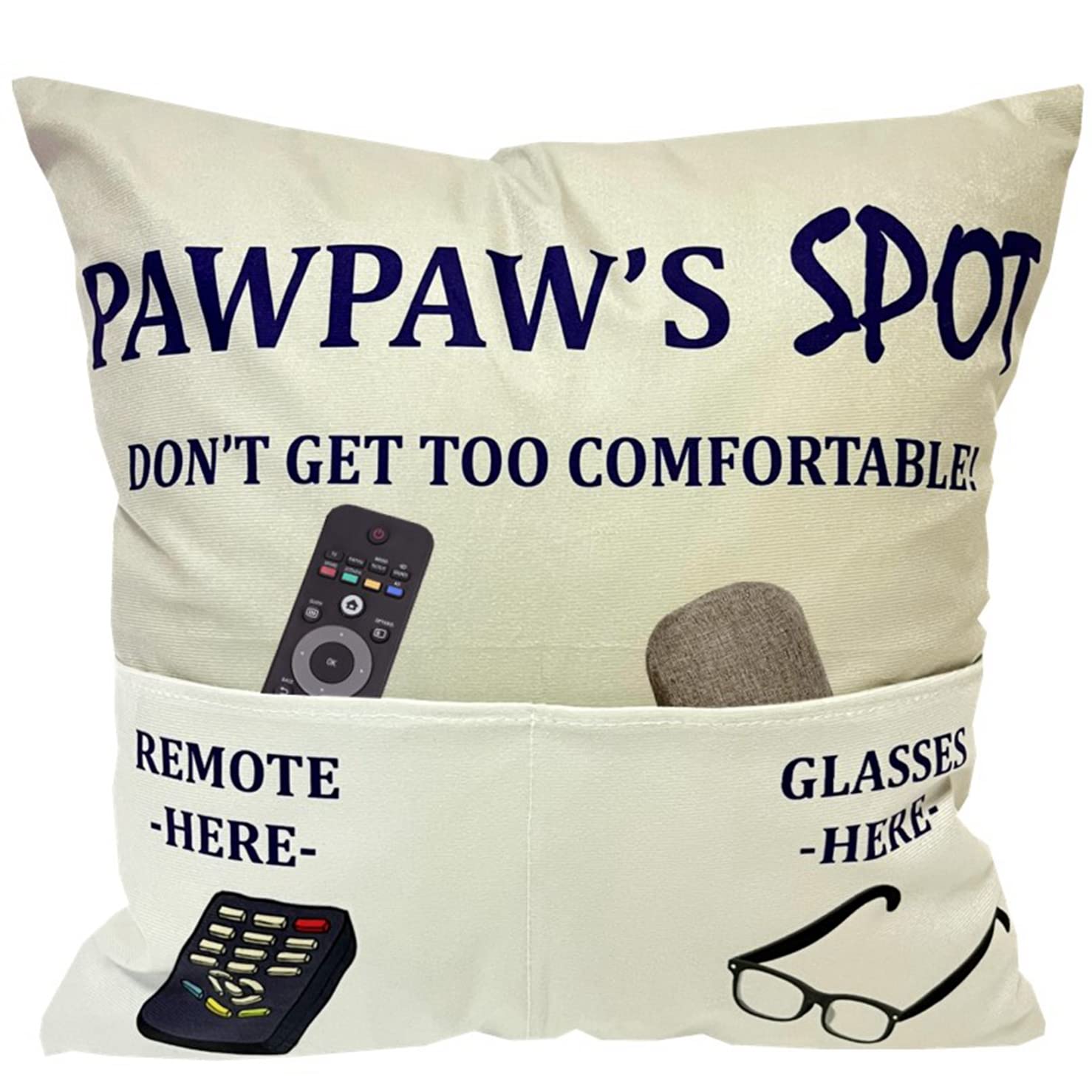 Pawpaw Gifts Dad Grandpa Gifts, 2-Pocket 2-Sided Pawpaw Pillow Covers 18X18 Inch And Pawpaw Ever Engraved Spoon, Fathers Day Bir