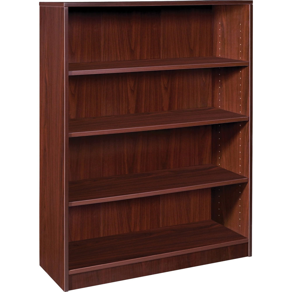 Lorell Mahogany Laminate Bookcase, 48" X 36" X 12"