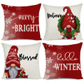 Artmag 20X20 Christmas Throw Pillow Covers,Decorative Farmhouse Hello Winter Gnomes Merry Bright Outdoor Christmas Pillow Shams