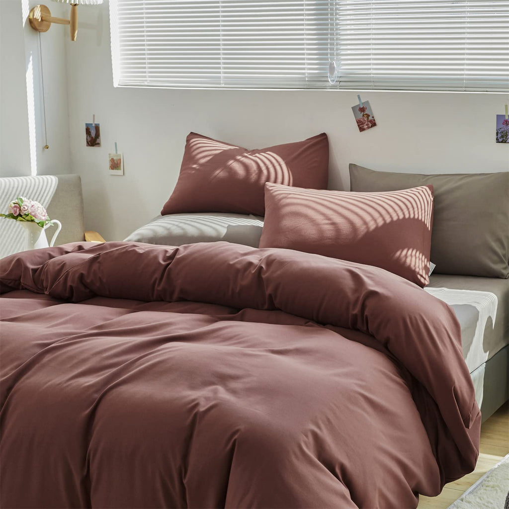 Clothknow Brick Red King Size Comforter Set 3Pcs Brownish Bedding Comforter Sets Rust Red Comforter King Soft Blackish Comforter And 2 X Pillowcases