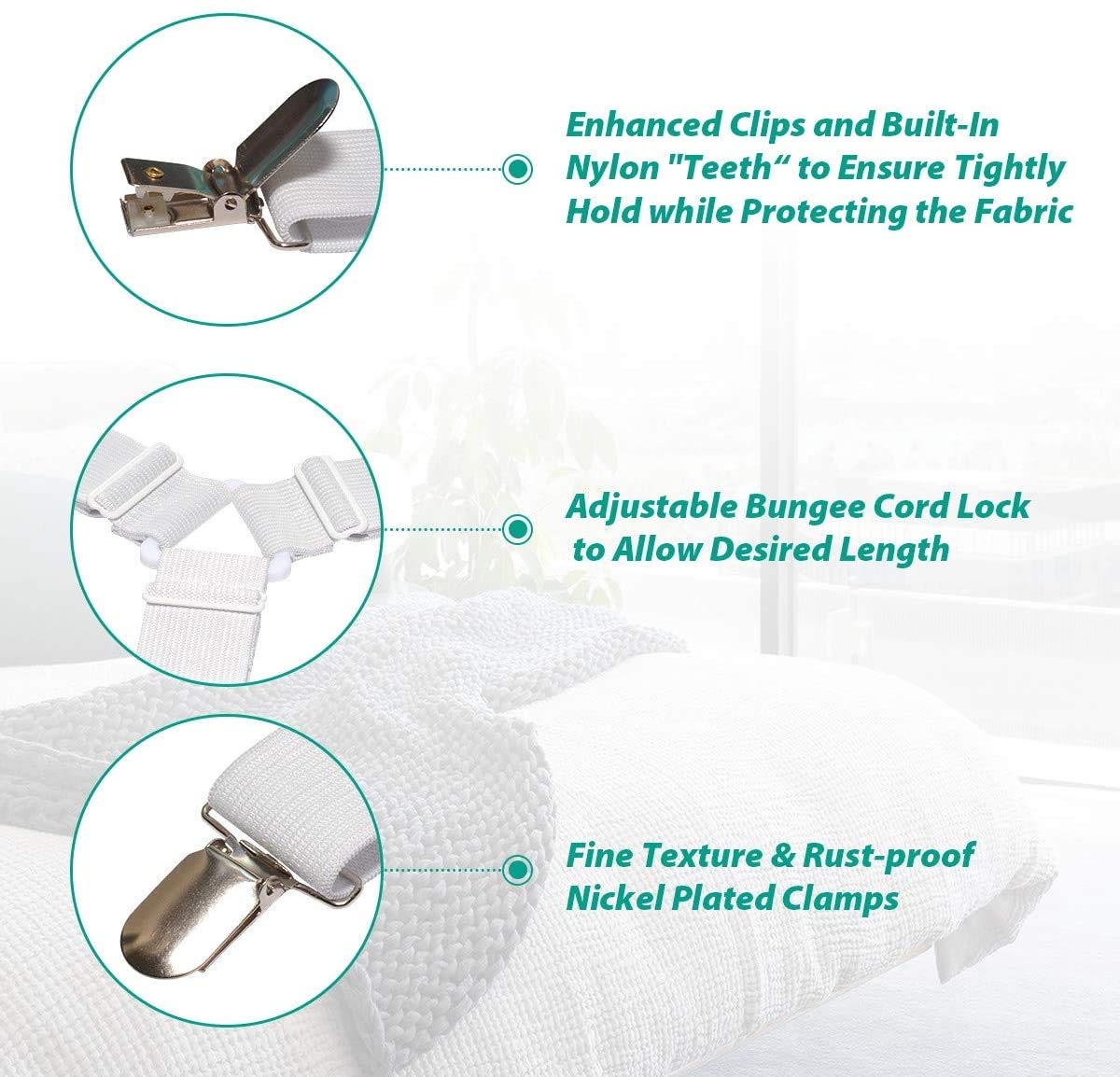Raytour Bed Sheet Holder Straps Sheet Keepers Bedsheet Holders Fasteners 2 Sets