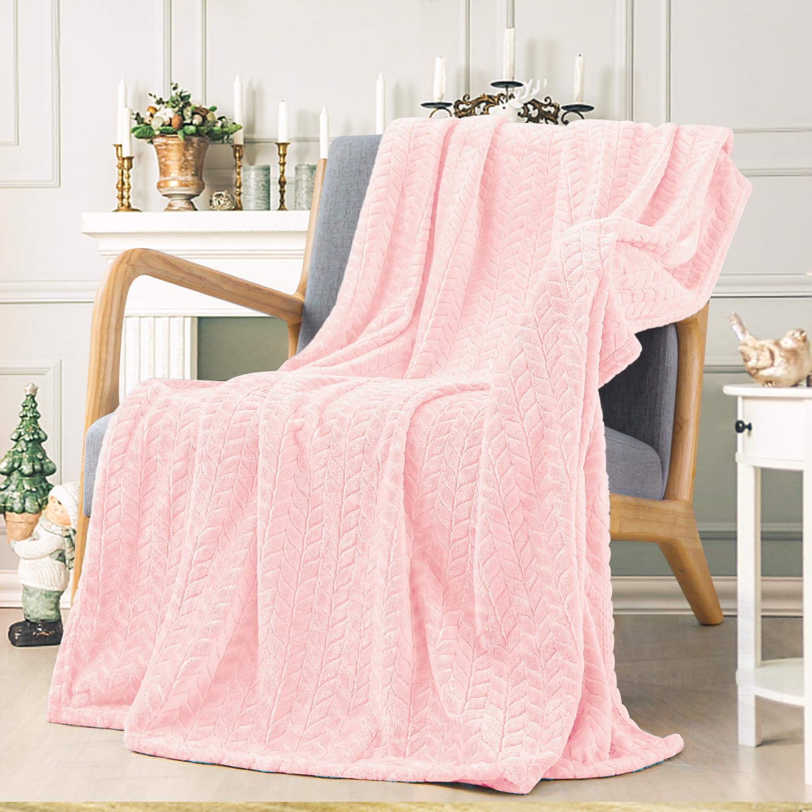 Inhand Super Soft Pink Cute Throw Blanket, Cozy Plush Fleece Blanket Throw Size, Washable Lightweight Flannel Blankets Throw For