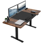Vivo Electric 71 X 30 Inch Rustic Standing Desk Workstation, Memory Controller Height Adjustment, 1B Series, Black And Vintage Brown Top, Black Frame, Desk-Kit-1B7Bn