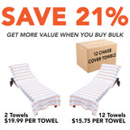 Arkwright Cotton Chaise Lounge Cover - (Pack Of 2) 100% Cotton Terry Towel Pool Chair Covers For Outdoor Beach Furniture, 30 X 85 In, Orange