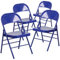 4 Pk. Cobalt Blue Triple Braced & Double Hinged Metal Folding Chair