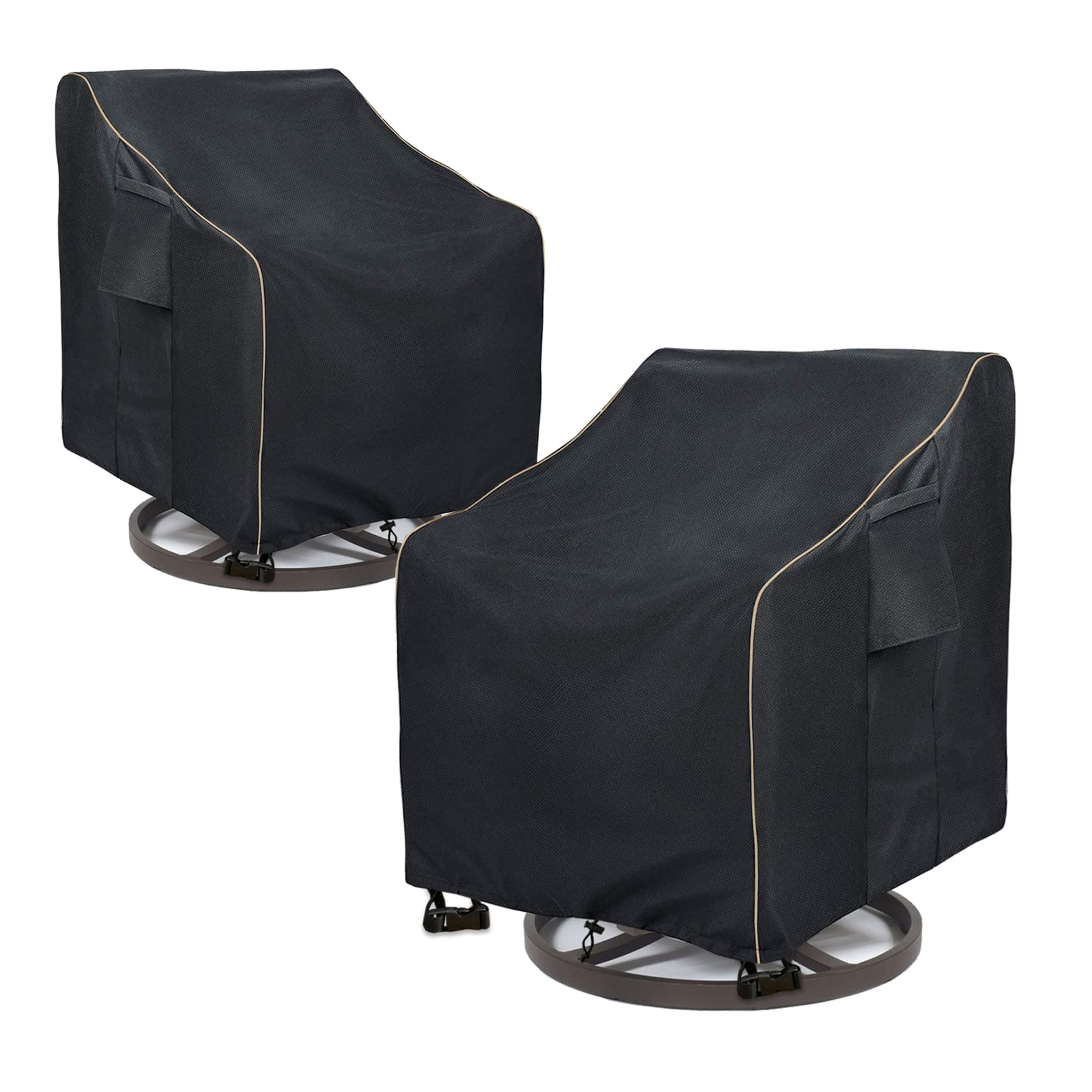 Lsongsky Outdoor Swivel Lounge Chair Cover 2 Pack,35 W X 37 D X 38.5 H Inches,100% Waterproof Heavy Duty Outdoor Chair Covers,Patio Furniture Cover For Swivel Patio Lounge Chair,Black