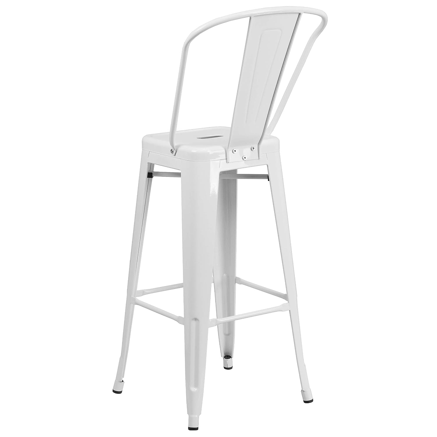 Commercial Grade 30 High White Metal Indoor-Outdoor Barstool with Removable Back