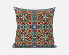 HomeRoots 18â€ Orange Green Cloverleaf Boho Zippered Suede Throw Pillow