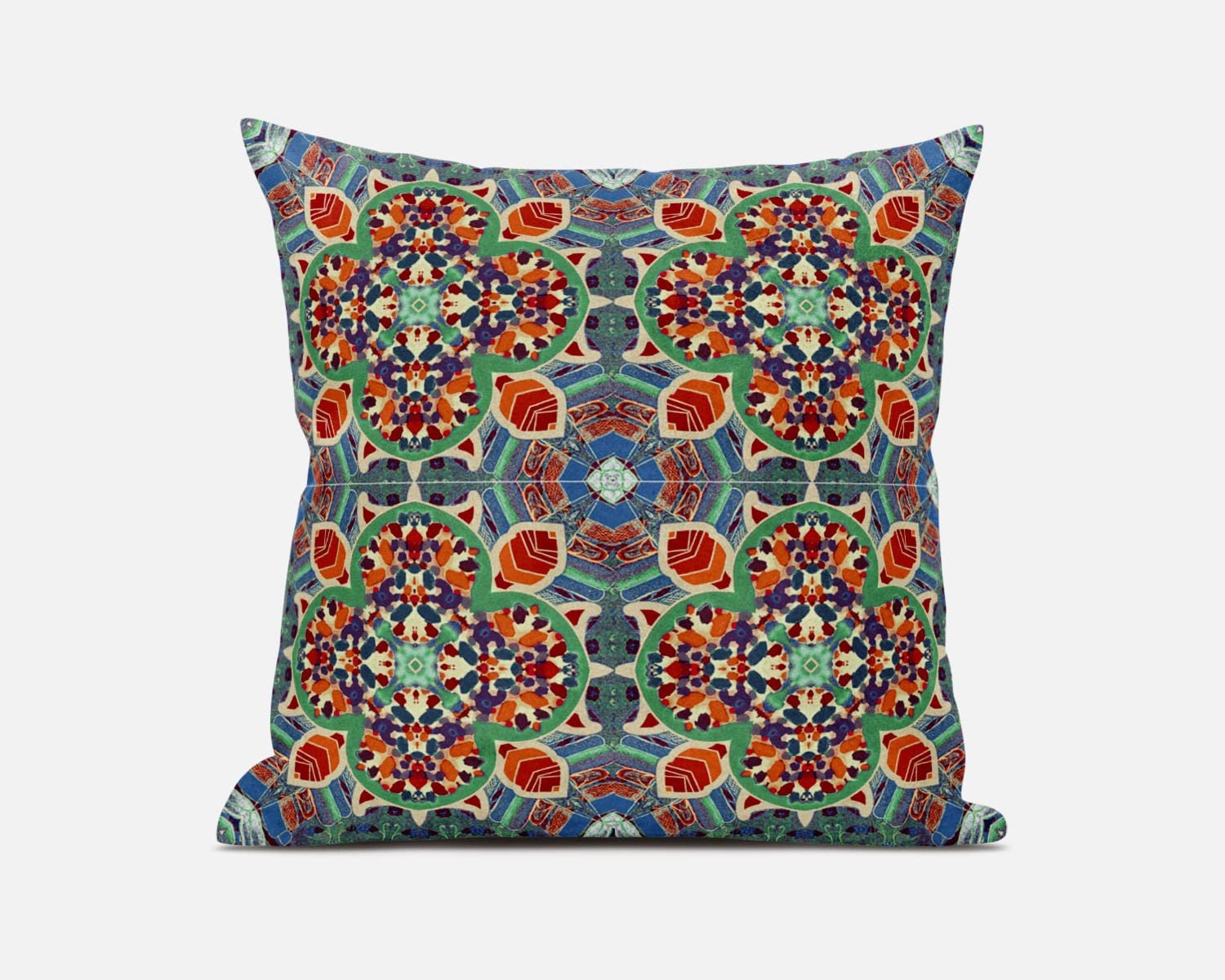 HomeRoots 18â€ Orange Green Cloverleaf Boho Zippered Suede Throw Pillow
