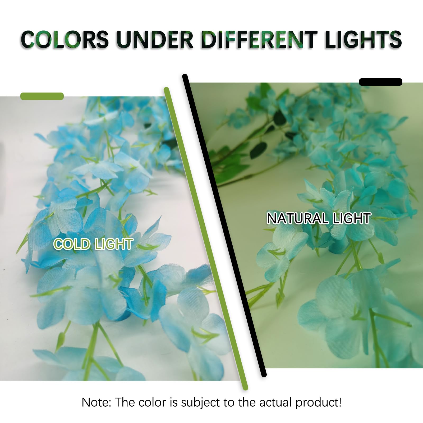12 Pack Lake Blue Wisteria Hanging Flowers Garland, 3.77 Feet Lake Blue Artificial Wisteria Flower Vines, Fake Lake Blue Wisteri