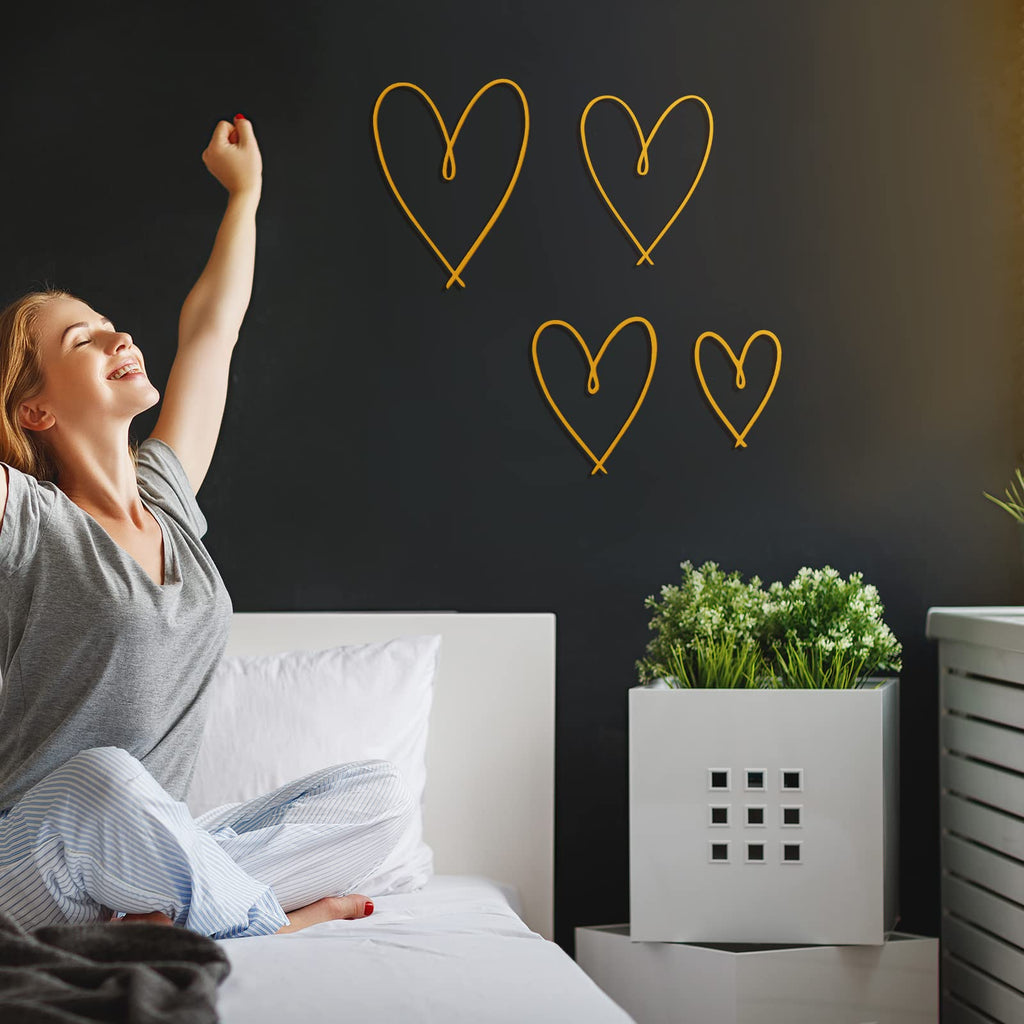 4 Pieces Metal Heart Wall Art Decor Heart Wall Decor Love Heart Wall Decoration Metal Heart Wall Sign Metal Wall Ornaments For B