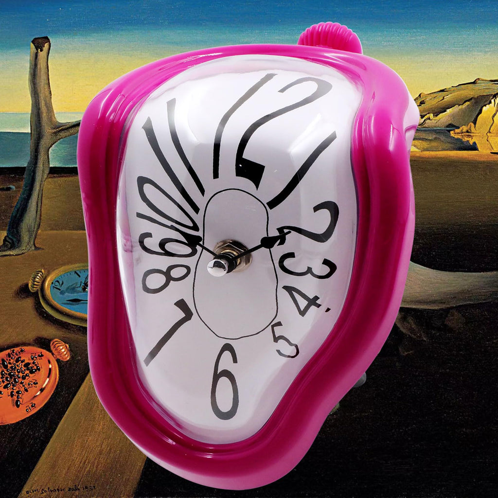 FAREVER Melting Clock, Salvador Dali Watch Melted Clock for Decorative Home Office Shelf Desk Table Funny Creative Gift, Rome Pu