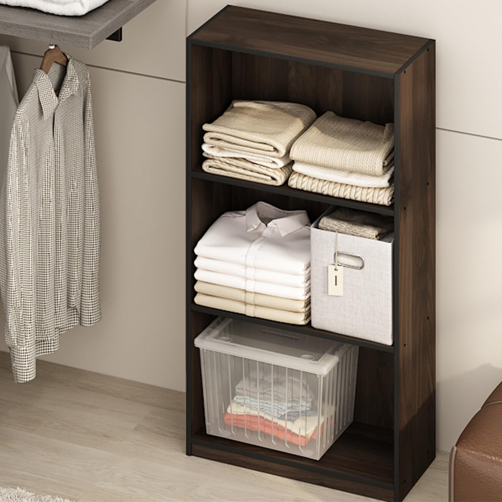 FURINNO Basic 3-Tier Bookcase Storage Shelves, Columbia Walnut