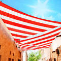 Colourtree Ctapt12 Custom Size Order To Make 8' X 8' X 8' Red & White Stripes Triangle Sun Shade Sail Canopy Mesh Fabric Uv Bloc