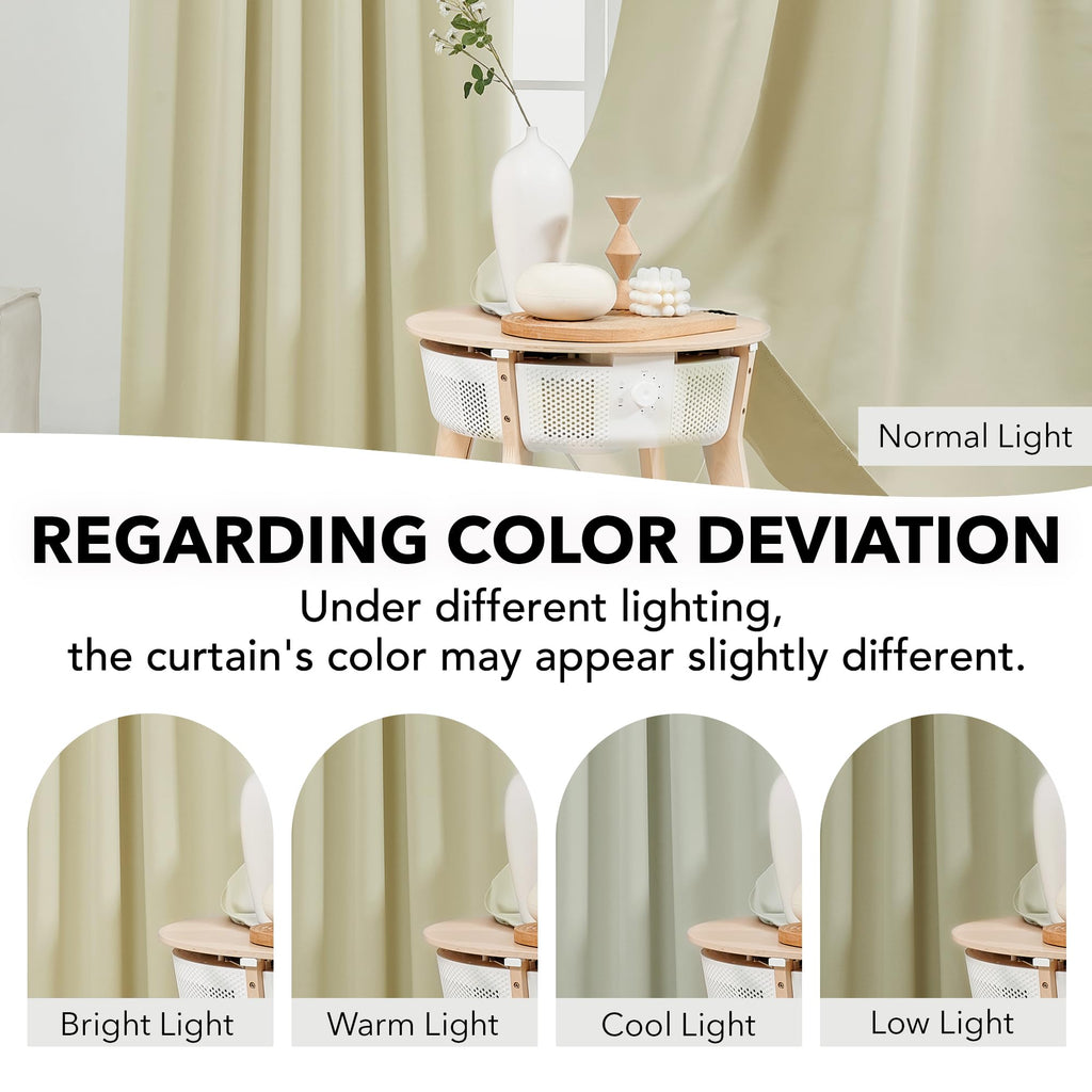 Deconovo Solid Thermal Insulated Window Blackout Curtains, Beige Rod Pocket And Back Tab Curtains - Window Coverings Curtains For Girls Room, 52X95 Inch, Beige, 2 Panels