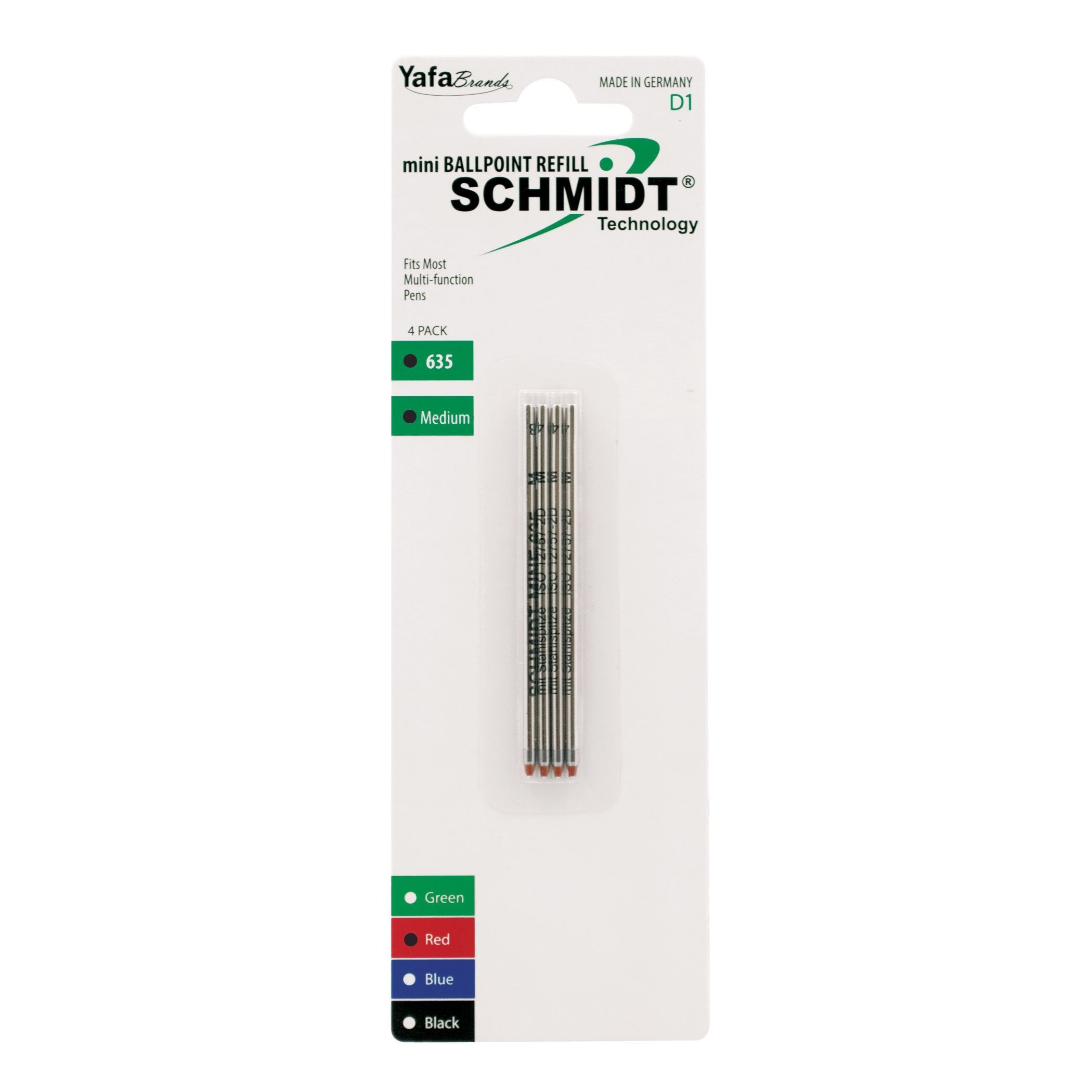 Schmidt 635 Mini D1 Ballpoint Refill Medium, 4 Pack, Red (Sc58151)