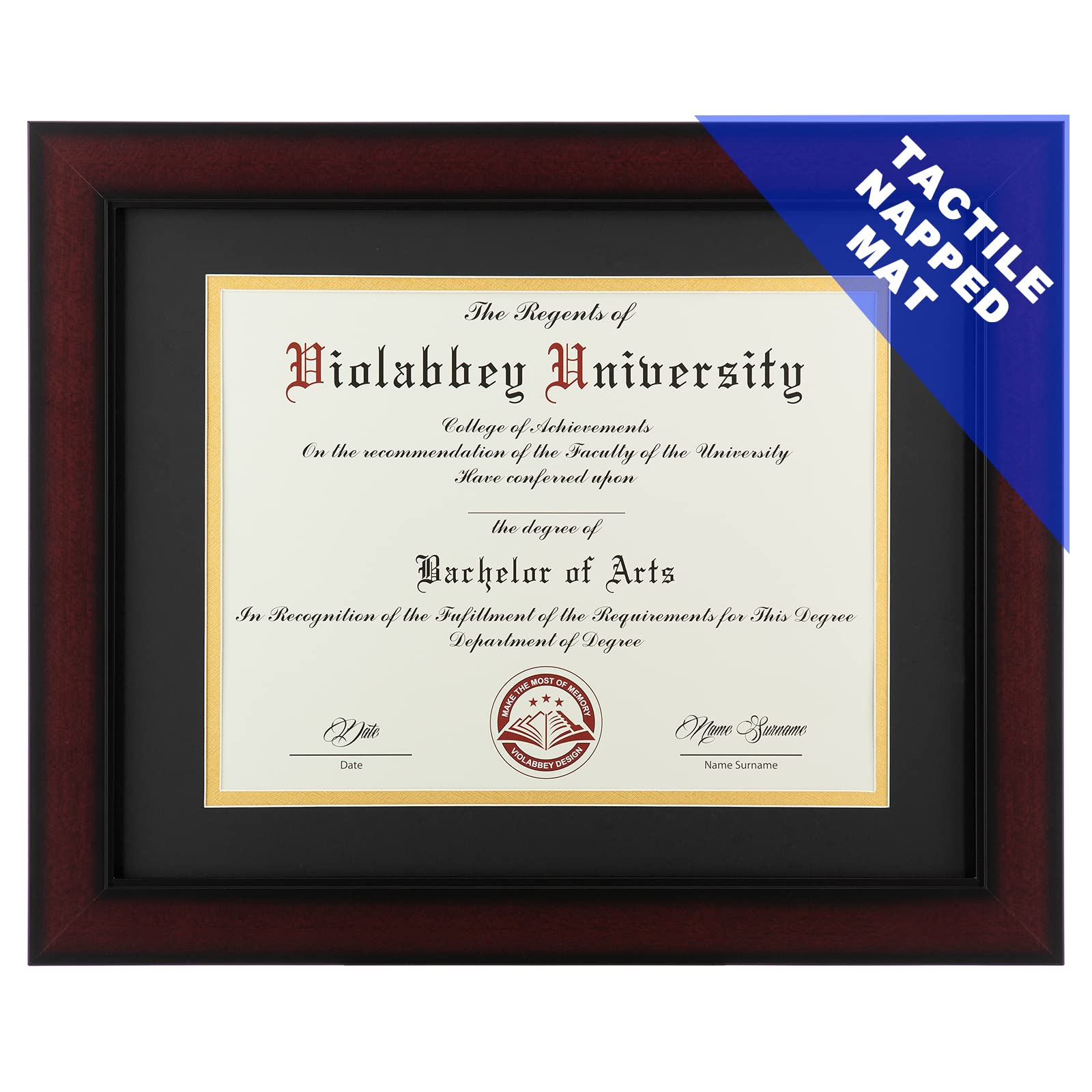 VIOLABBEY 8.5x11 Diploma Frame Solid Wood |Fits 8.5x11 with Black Gold Double Mat or 11x14 Documents&Certificates without mat, T