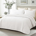 Whale Flotilla Ultra Soft King Quilt Bedding Set, Lightweight Fall White Quilts Bedspreads Oversized, Ultrasonic Geometric Cover