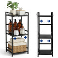 3Tier Expandable Metal Shelving Unit with 4 Hooks, Narrow FreeStanding Storage Rack Adjustable Width 9.514.2, Open Floor Sh