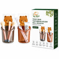 Shwet Krush Teddy Bear Toothbrush Holder | Wall Mounted ABS Plastic Storage Cup, No Drilling Self Adhesive Design, Waterproof Ba