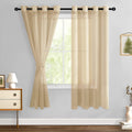 Hiasan Sheer Curtains For Bedroom With Tiebacks, Grommet Light Filtering Lightweight Voile Window Curtains For Living Room, Kids' Room And Nursery, Taupe, W52 X L72, Set Of 2 Soft Drape Panels