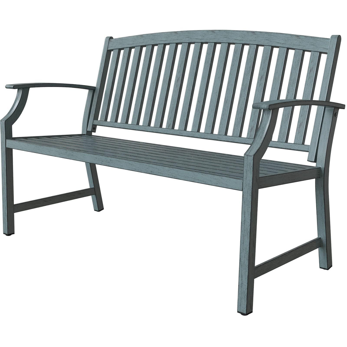 Grand Patio 52inch Farmhouse Outdoor Bench, Garden Benches With Antirust Aluminum Metal Frame, Faux Wood Grain Finish Frame Patio