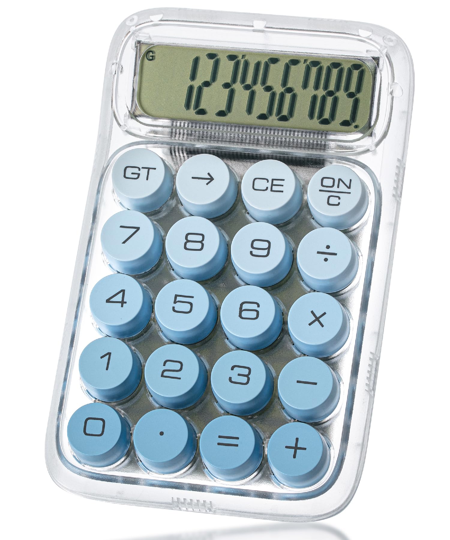 Mr. Pen- Mechanical Switch Calculator, 10 Digits, Blue, Transparent Body, Large Lcd Display, Big Buttons, Desktop, Cute, Aesthet