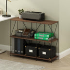 Furinno Wire 3-Tier Industrial Style Metal Frame Bookcase, Display Shelf, 35 Wide, Walnut Cove