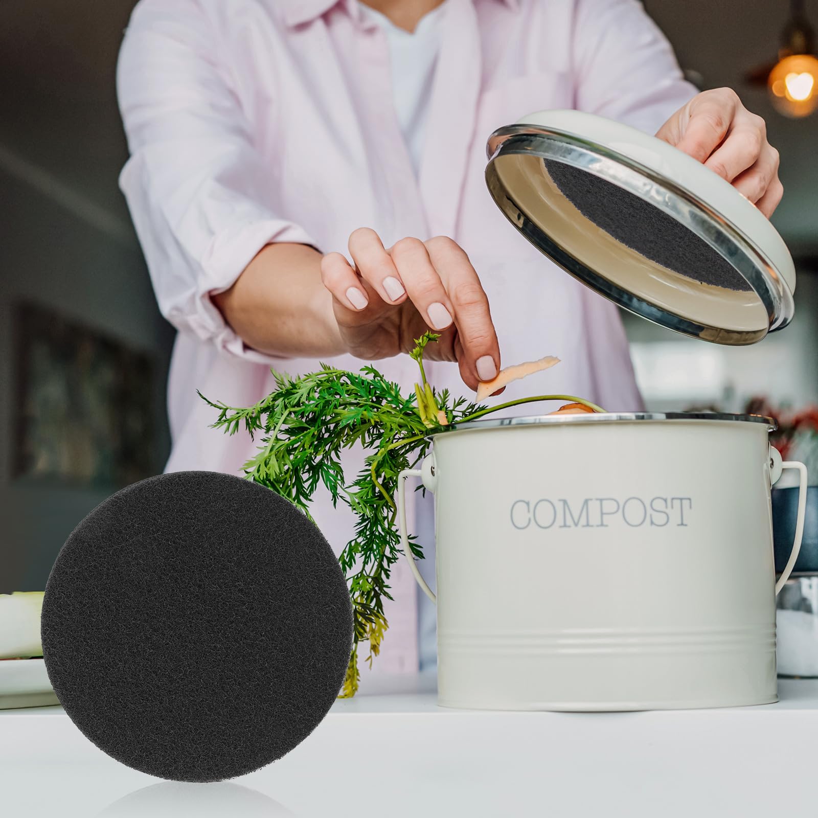 6 Pack Charcoal Filters For Kitchen Compost Bins - Thickening Compost Bin Filters Activated Carbon Filters For Kitchen Compost B