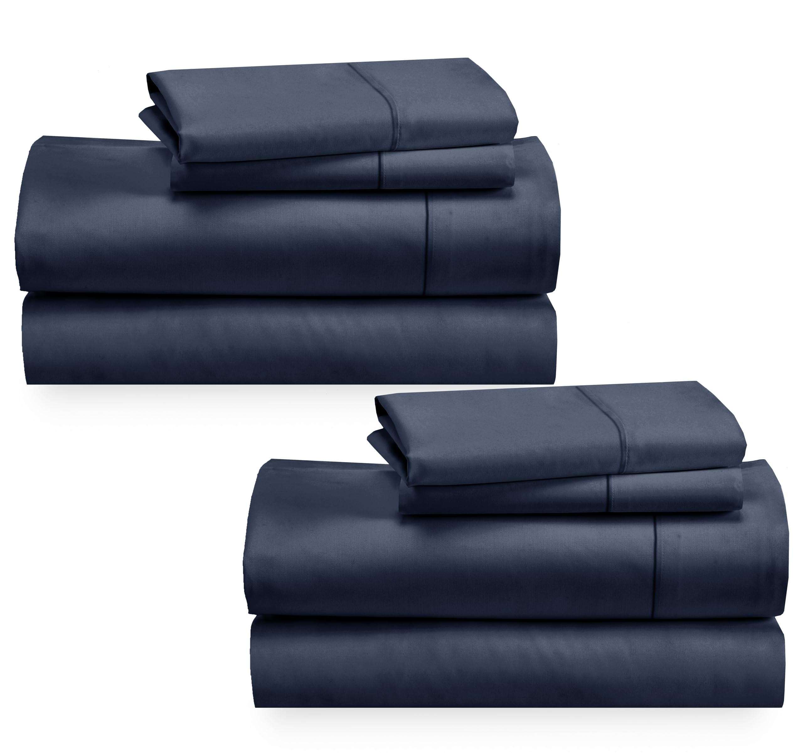 2-Pack King Size Sheet Sets - 400 Thread Count 100% Cotton Sateen - Extra Soft, Breathable & Cooling Sheets, Wrinkle Resistant,