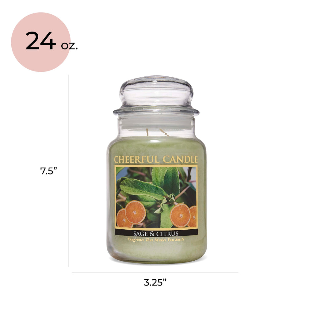 A Cheerful Giver - Sage & Citrus Scented Glass Jar Candle (24 Oz) With Lid & True To Life Fragrance Made In Usa