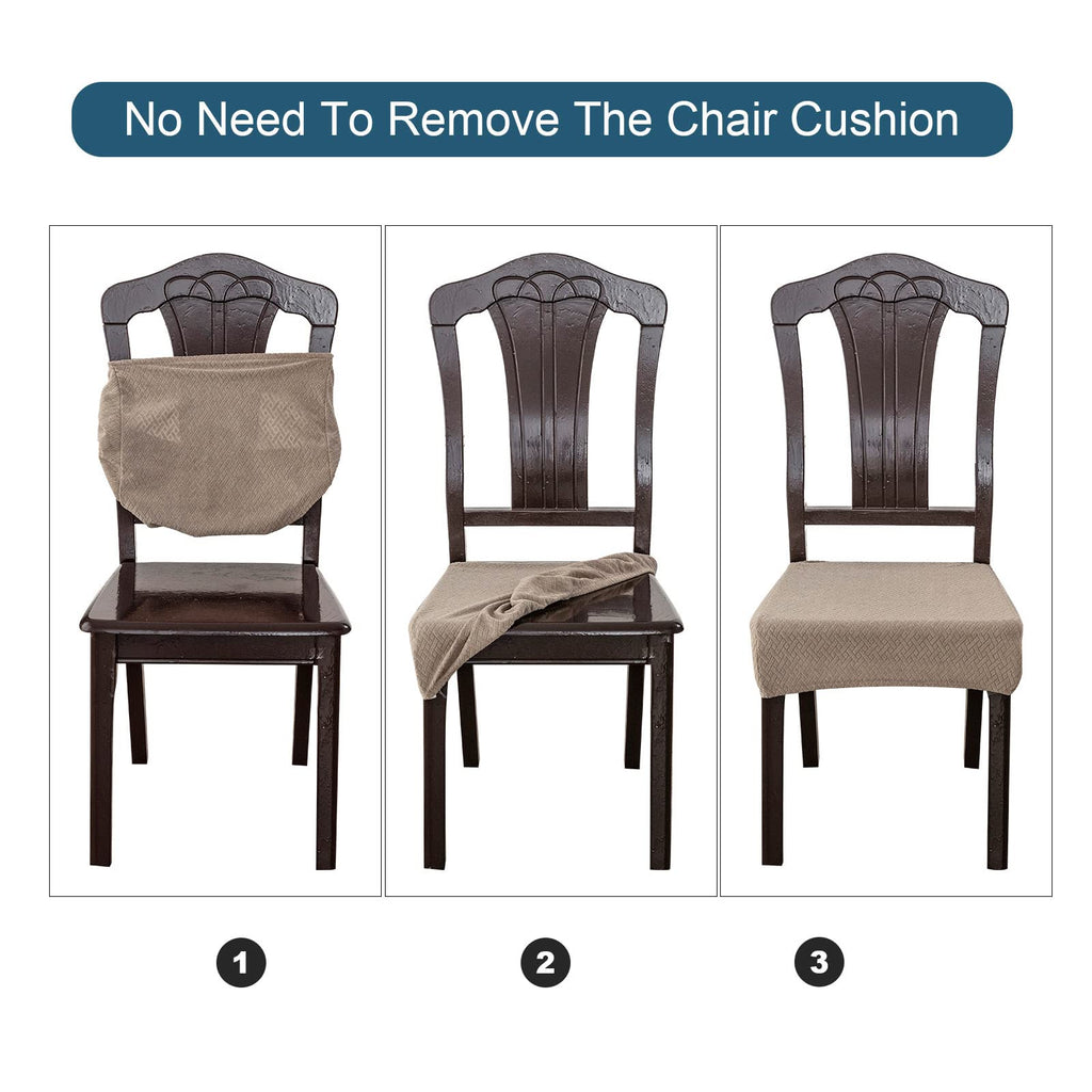 Genina Waterproof Seat Covers For Dining Room Chair Covers Waterproof Dining Chair Covers (4 Pcs-Rear-Gapped, White)