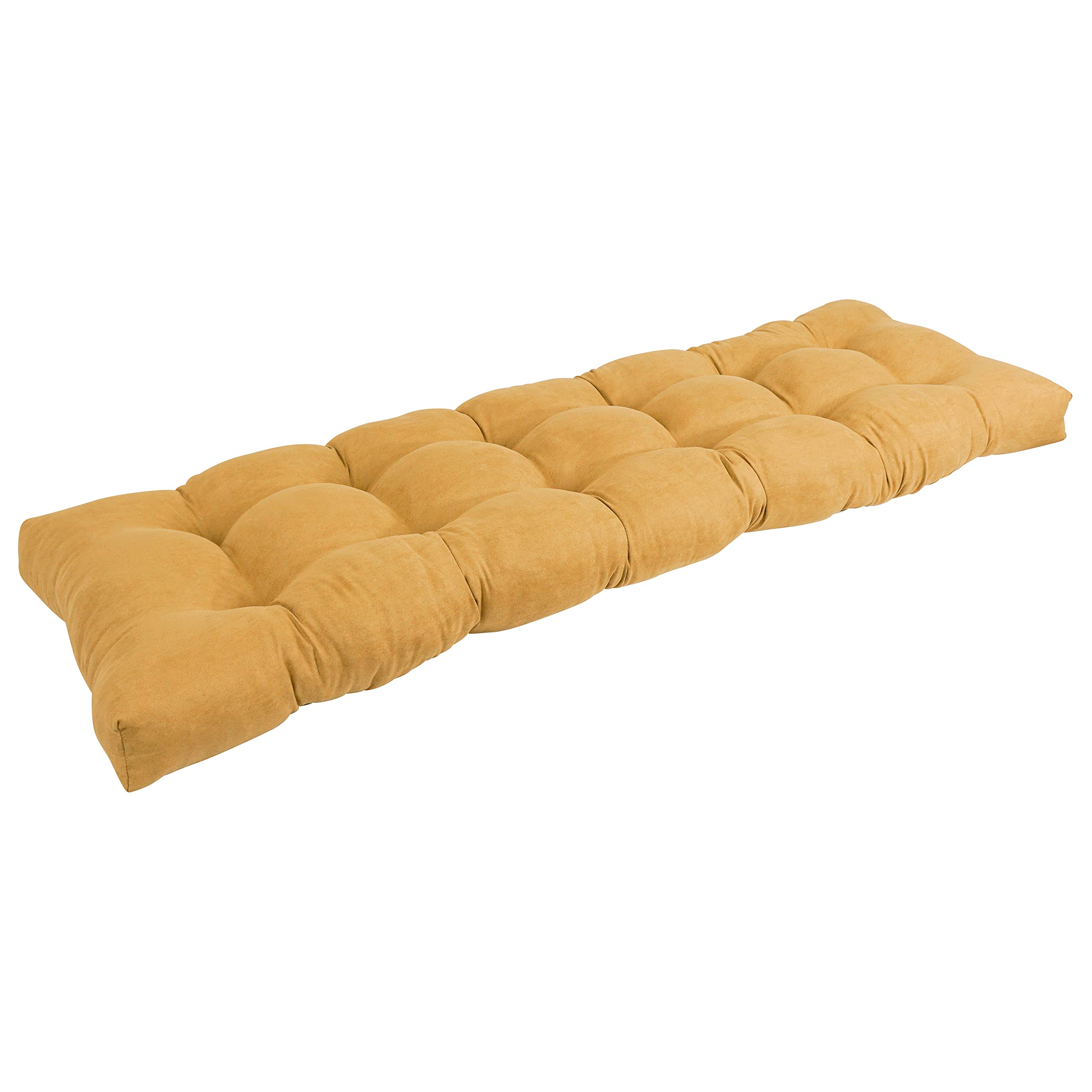 Blazing Needles Microsuede Tufted Bench Cushion, 55 x 19, Lemon