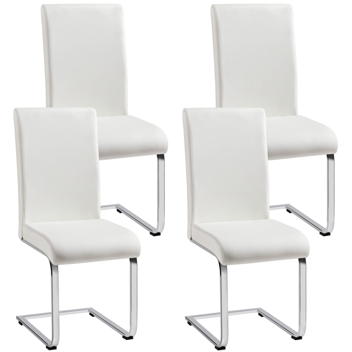 Yaheetech 4PCS Dining Chairs Modern Dining Room Chairs High Back Upholstered Armless Dining Chairs with Metal Legs Faux Leather 