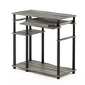 Furinno Abbott Computer Desk with Bookshelf, French Oak Grey/Black