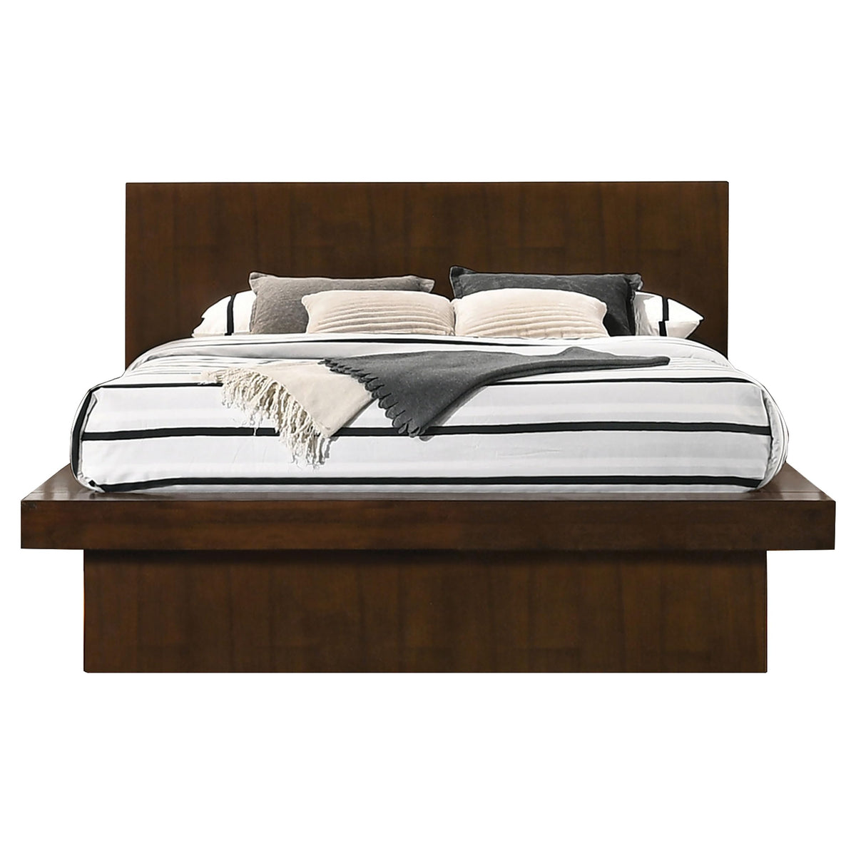 Coaster Home Furnishings Jessica Contemporary 4-Piece Bedroom Set Queen Size LED Panel Bed Frame 43-inch Headboard Cappuccino 200711Q-S4