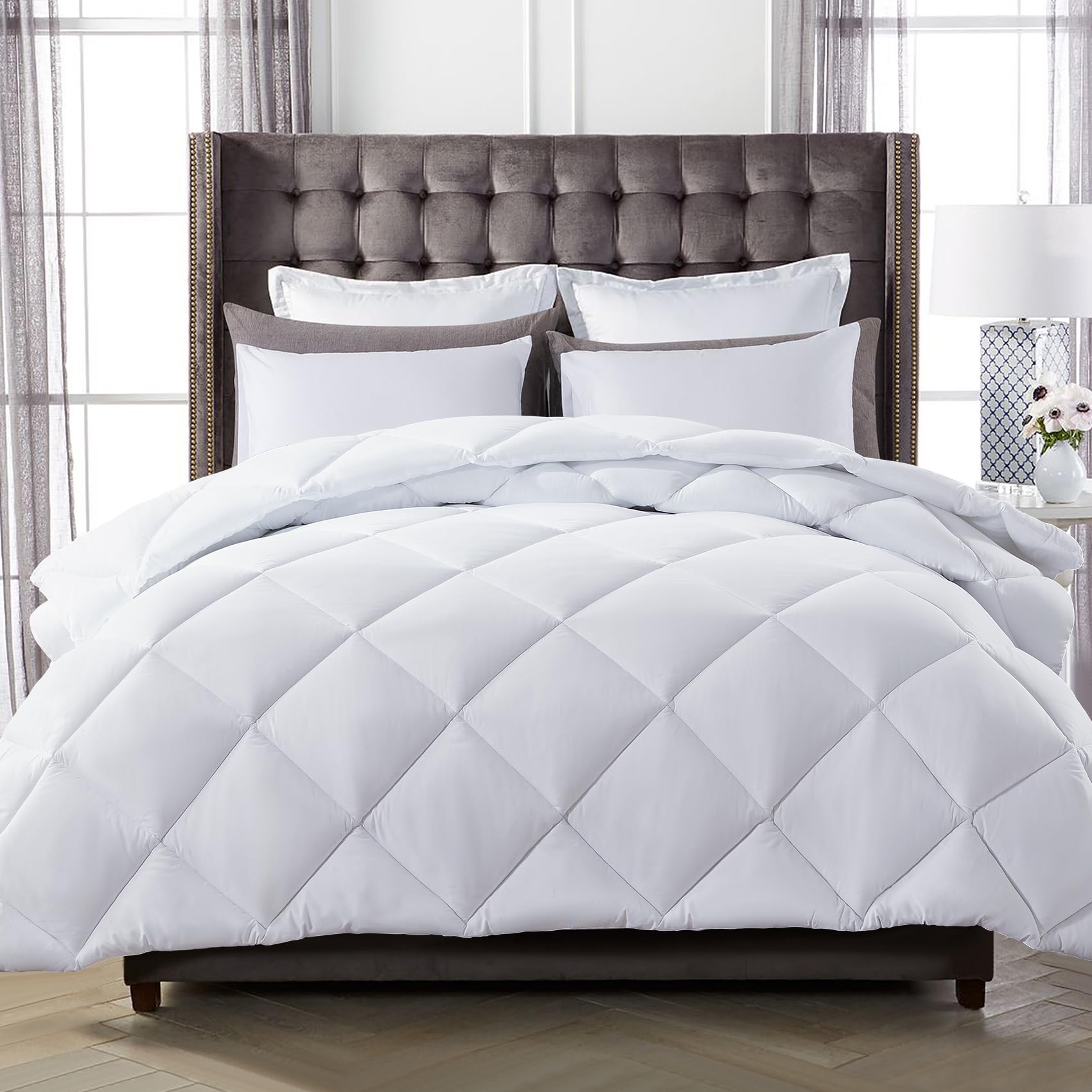 Decroom Lightweight Queen Comforter Set With 2 Pillow Sham - 3 Pieces Set - Quilted Down Alternative Comforter/Duvet Insert For