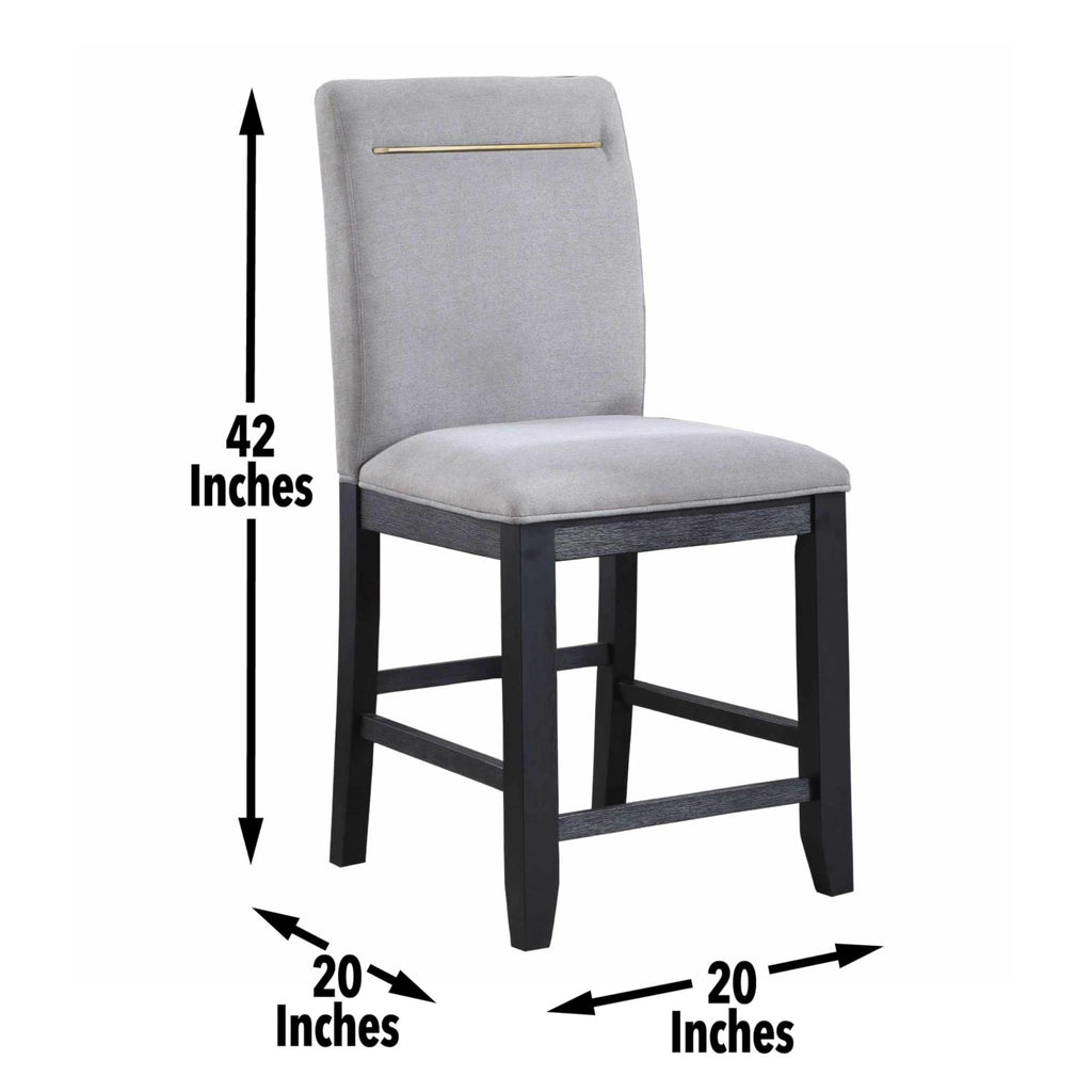 Steve Silver Yves SilverShield Performance Fabric Accent-Rubbed Charcoal Finish, Set of 2 Counter Chair, 20 x 20.35 x 42, Gray,gold,grey,Silver